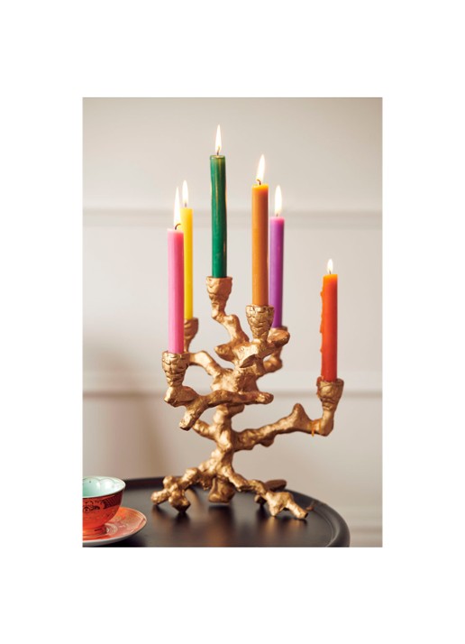 POLSPOTTEN Apple Tree kandelaar S 32,5 cm - voorkant 3 goud