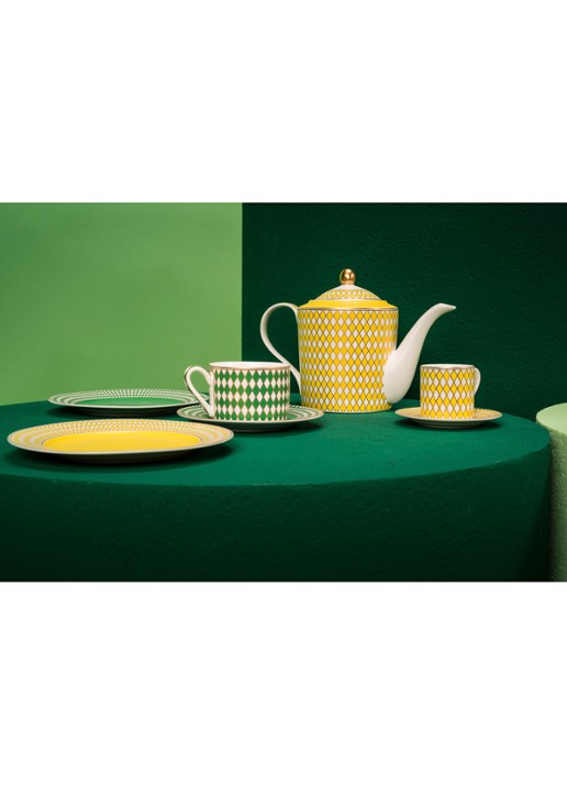 POLSPOTTEN Chess espressokopje met schotel 10 cl set van 4 - detail 3 groen