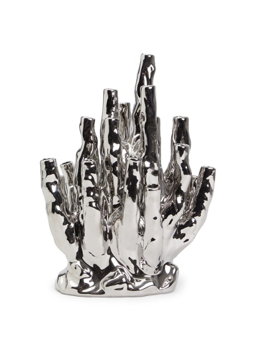 POLSPOTTEN Coral vaas 45 cm - voorkant zilver