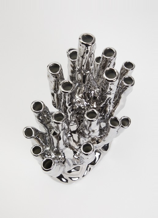 POLSPOTTEN Coral vaas 45 cm - voorkant 2 zilver