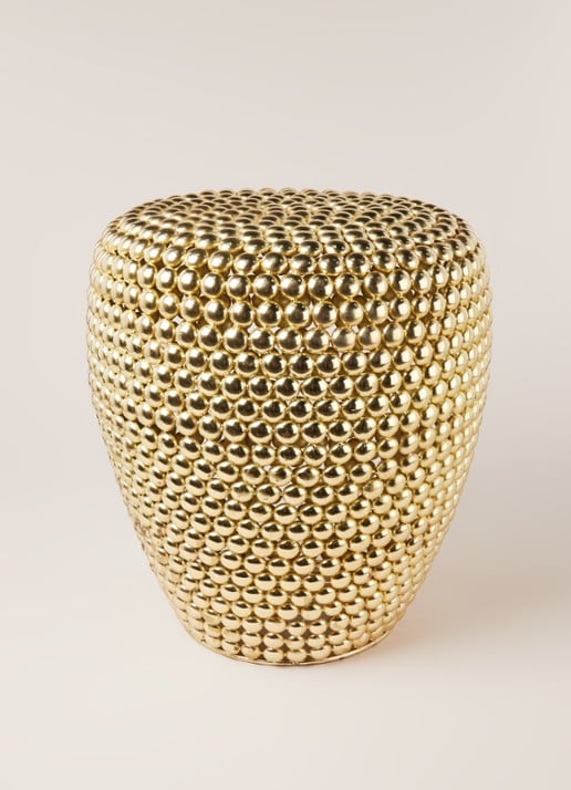 POLSPOTTEN Dot kruk 40 cm - voorkant 2 goud