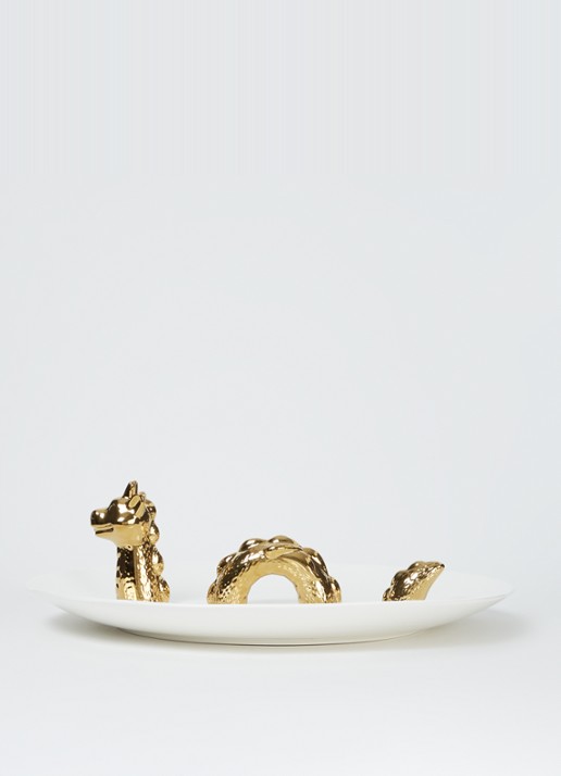 POLSPOTTEN Dragon serveerplank 40 cm - detail 3 goud