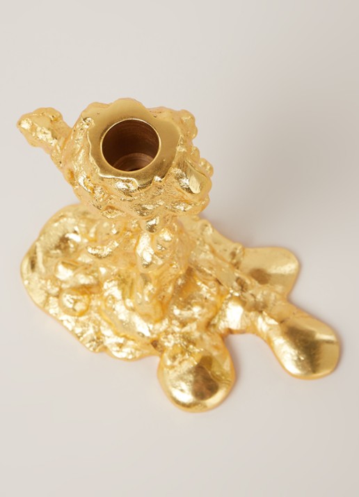 POLSPOTTEN Drip kandelaar 13,5 cm - detail goud