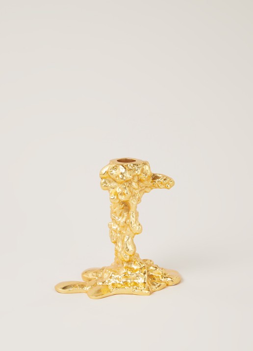 POLSPOTTEN Drip kandelaar 13,5 cm - voorkant 3 goud