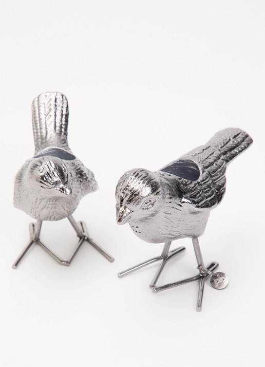 POLSPOTTEN Flock Of Birds kandelaar set van 2 - voorkant 2 zilver