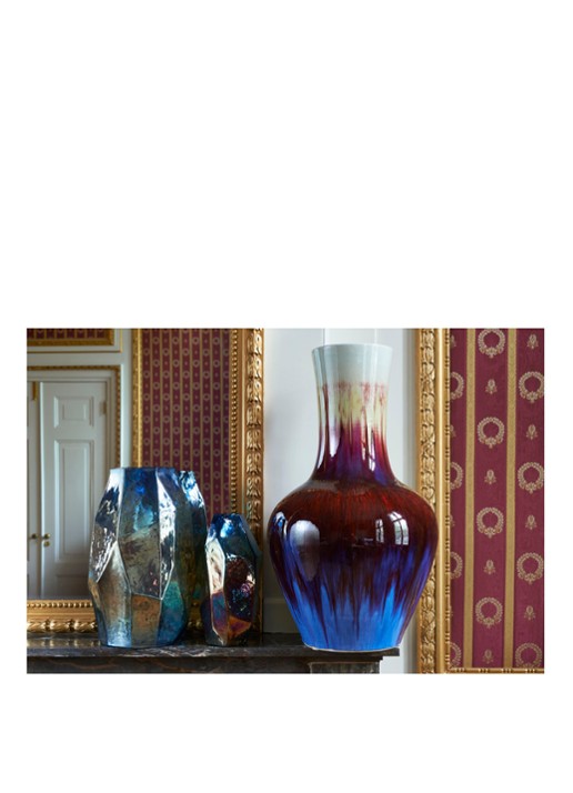POLSPOTTEN Graphic Luster vaas M 30 cm - voorkant 2 blauw