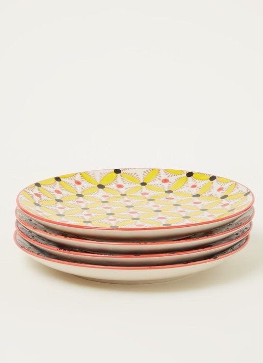 POLSPOTTEN Hippy ontbijtbord 20 cm set van 4 - voorkant 2 multicolor