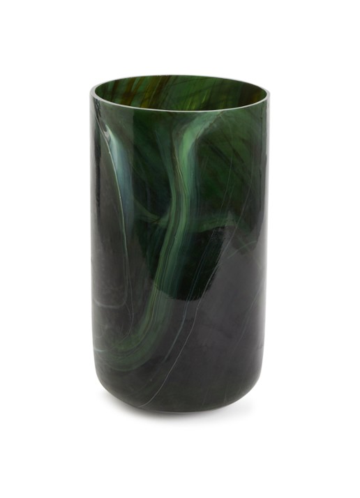 POLSPOTTEN Marbled vaas L 40 cm - voorkant groen