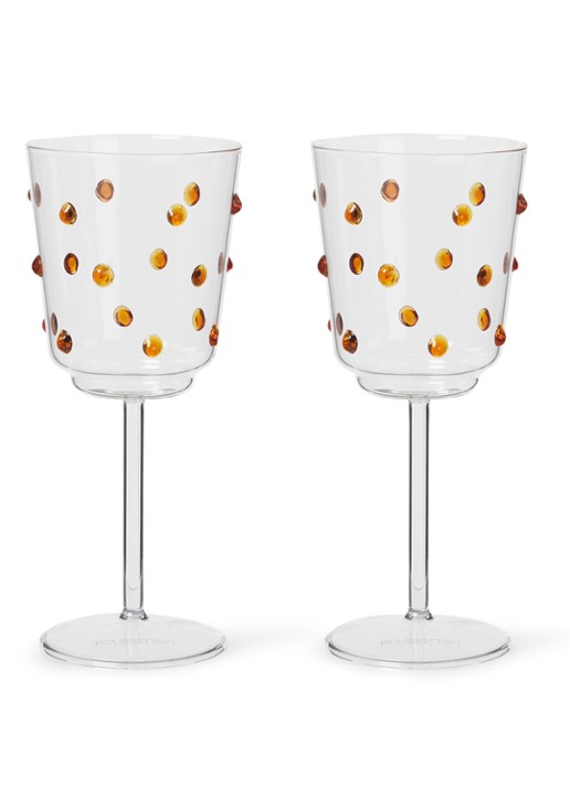 POLSPOTTEN Nob wijnglas 35 cl set van 2 - voorkant geel