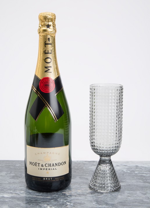 POLSPOTTEN Rooftop champagneglas 22 cl set van 4 - voorkant 3 lichtgrijs