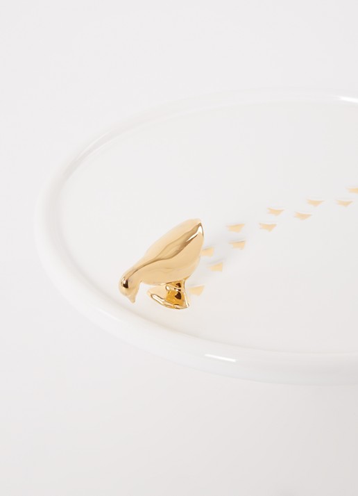 POLSPOTTEN Walking Duck serveerschaal 30 cm - voorkant 2 goud