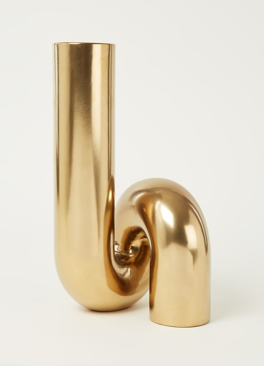POLSPOTTEN Yourtube vaas 37 cm - voorkant 2 goud