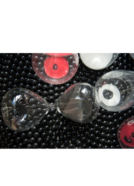 POLSPOTTEN Zandloper van glas 30 cm - voorkant 2 zwart