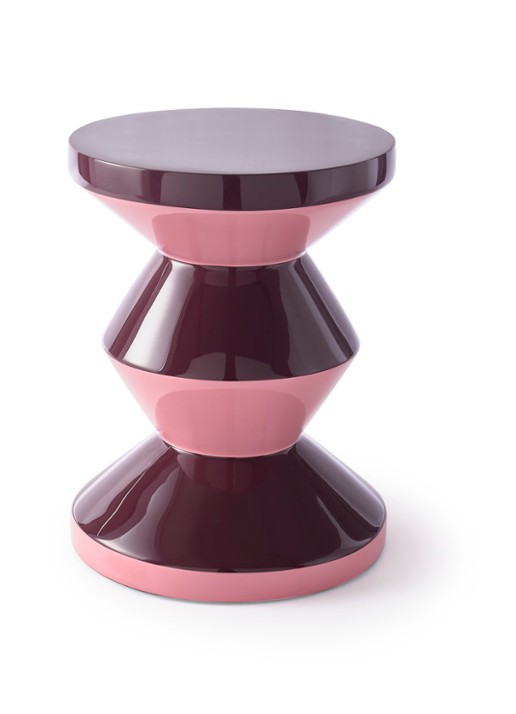 POLSPOTTEN Zig Zag kruk 46 cm - voorkant roze
