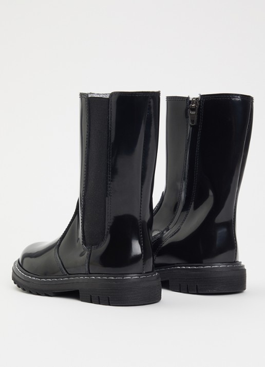 Pom d'Api Sid Mid chelsea boot van lakleer - achterkant 4 zwart