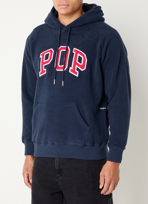 Pop Trading Company Arch hoodie met logoborduring - detail 3 donkerblauw