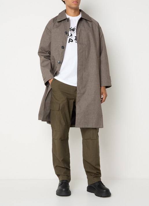 Pop Trading Company Car trenchcoat met steekzakken - voorkant 4 grijs