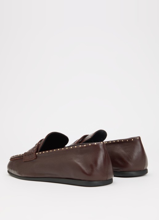 Posa Bardot loafer van leer met studs - achterkant bordeauxrood