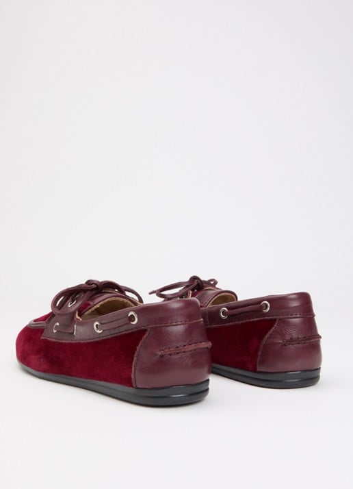 Posa Boat loafer van fluweel met details van leer - achterkant bordeauxrood