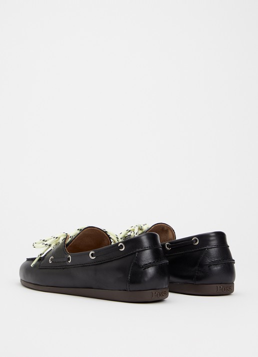Posa Boat loafer van leer - achterkant zwart