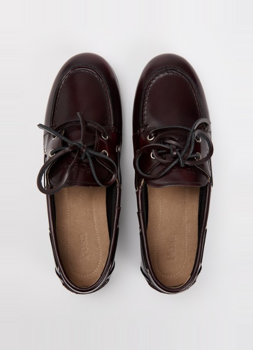 Posa Boat loafer van leer - detail 4 kastanjebruin