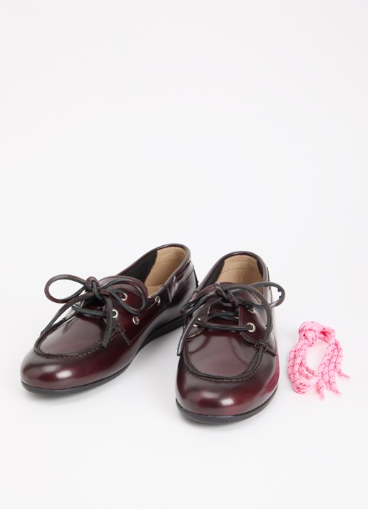 Posa Boat loafer van leer - detail 4 kastanjebruin