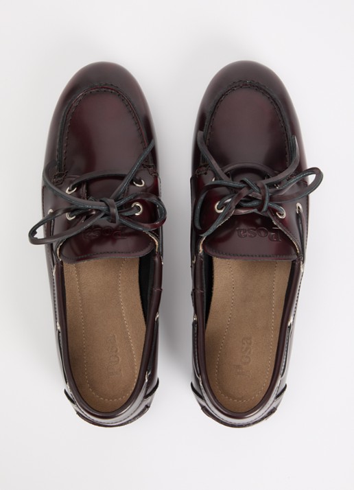 Posa Boat loafer van leer - detail 5 kastanjebruin