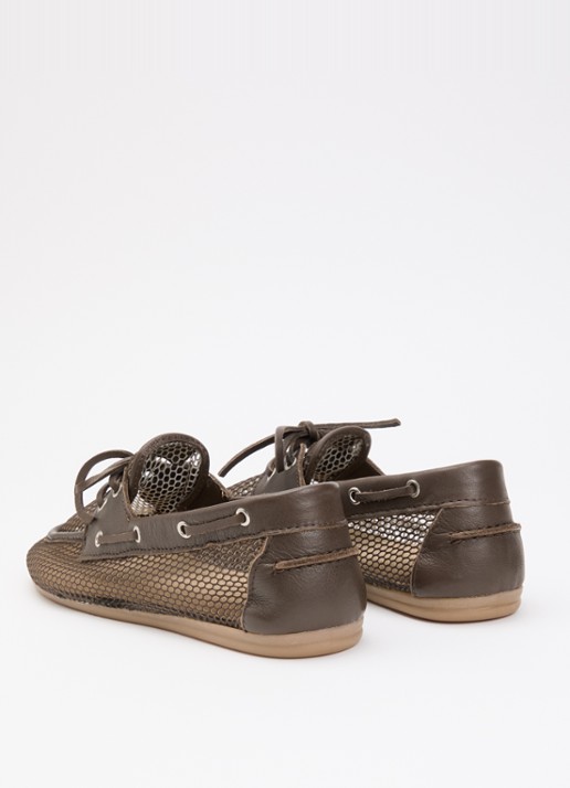 Posa Bootschoen met leren details - achterkant donkerbruin