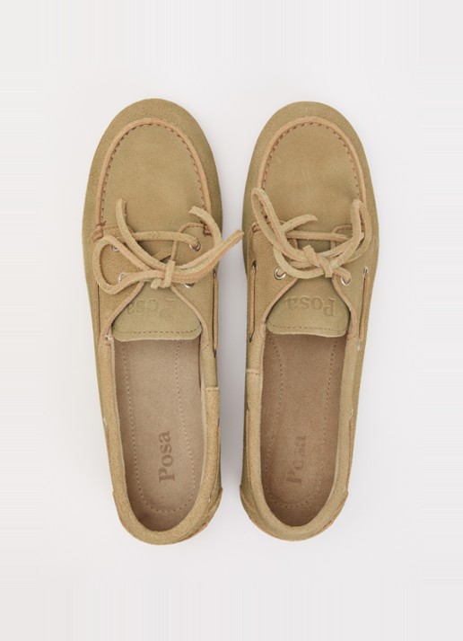 Posa Bootschoen van suède - detail 2 beige