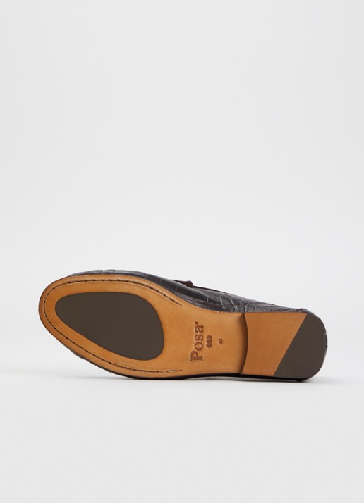 Posa Loafer van leer met crocostructuur - detail 5 bordeauxrood