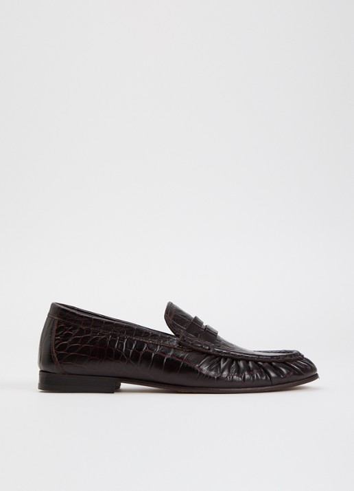 Posa Loafer van leer met crocostructuur