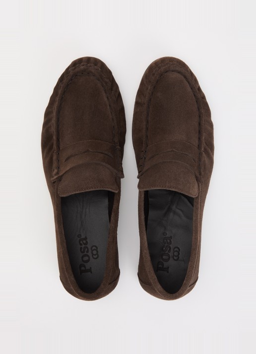 Posa Loafer van suède - detail 4 donkerbruin