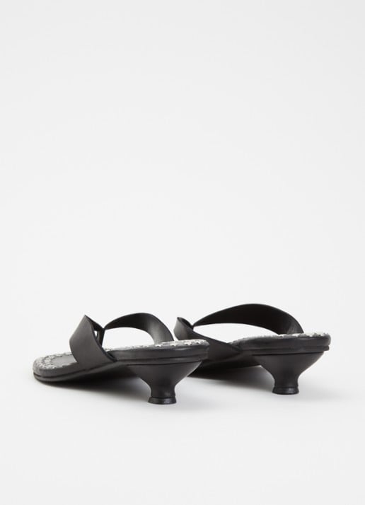 Posa Mosaic sandalette van leer met studs - achterkant 2 zwart