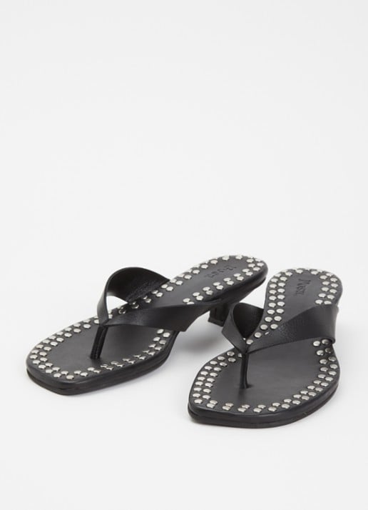 Posa Mosaic sandalette van leer met studs - detail 3 zwart