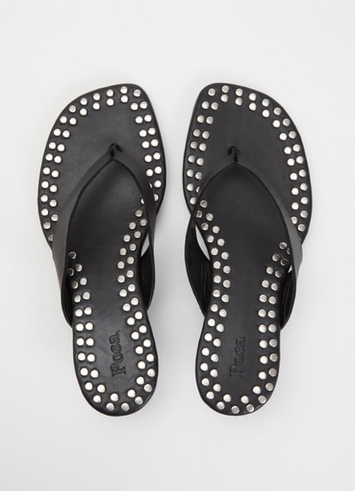 Posa Mosaic sandalette van leer met studs - detail 4 zwart