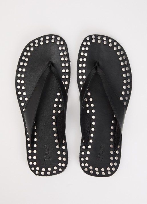 Posa Mosaic slipper van leer - detail 4 zwart