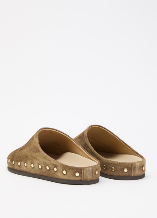 Posa Muiltje van suède met studs - achterkant 2 taupe