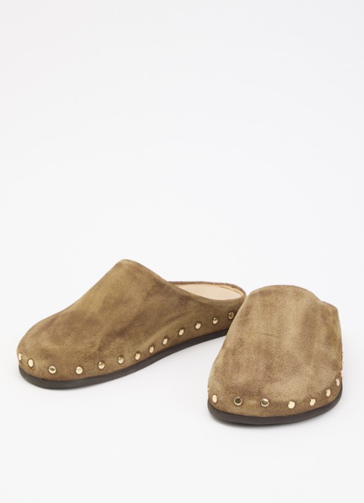 Posa Muiltje van suède met studs - detail 3 taupe