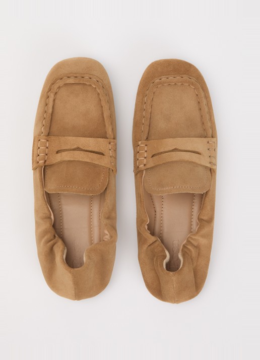 Posa Penny loafer van suède - detail 4 camel