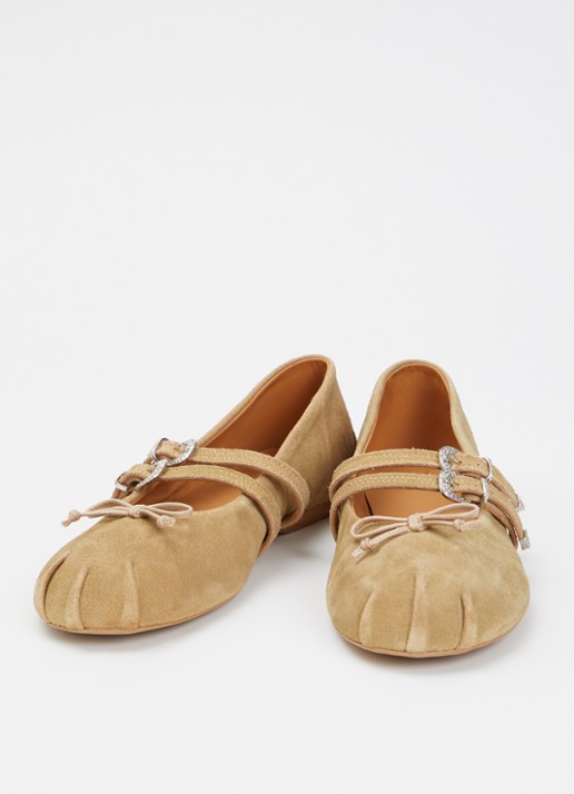 Posa Vita ballerina van suède - detail khaki