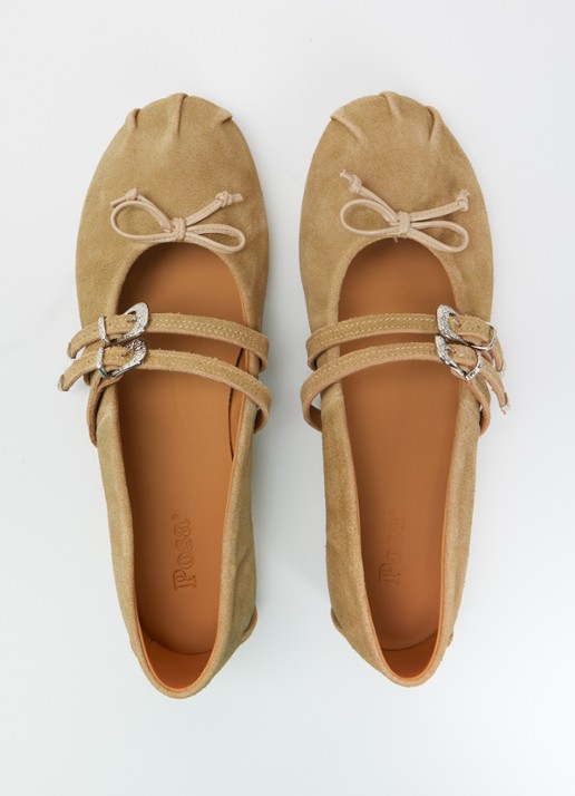 Posa Vita ballerina van suède - detail 2 khaki