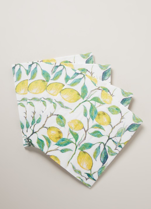 ppd Beautiful Lemons servetten 33 x 33 cm - voorkant 2 gebroken wit