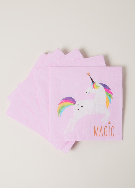 ppd Unicorn servetten 33 x 33 cm - voorkant 2 roze