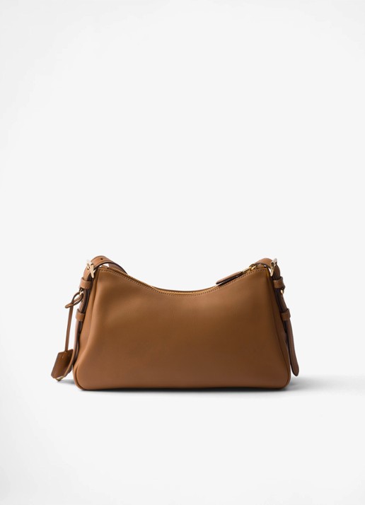 Prada Aimée Medium schoudertas van leer - achterkant 6 bruin