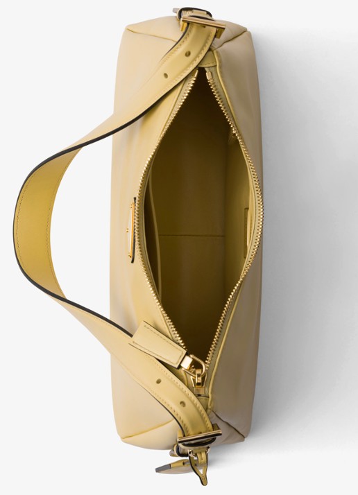 Prada Aimée Medium schoudertas van leer - detail 4 lichtgeel