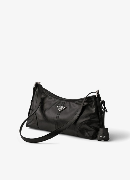 Prada Aimèe Medium schoudertas van leer - voorkant 6 zwart