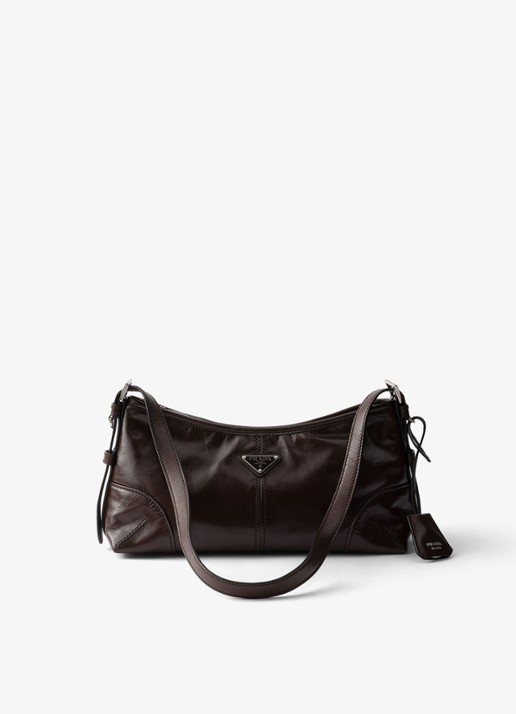 Prada Aimèe Medium schoudertas van leer - voorkant bruin