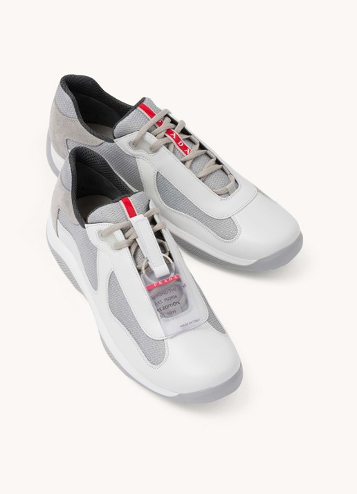 Prada America's Cup Original sneaker met leren details - detail 3 wit