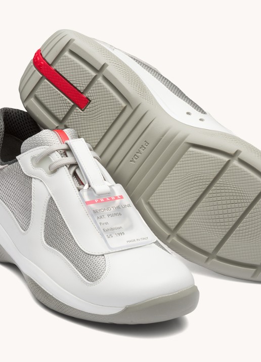 Prada America's Cup Original sneaker met leren details - detail 7 wit
