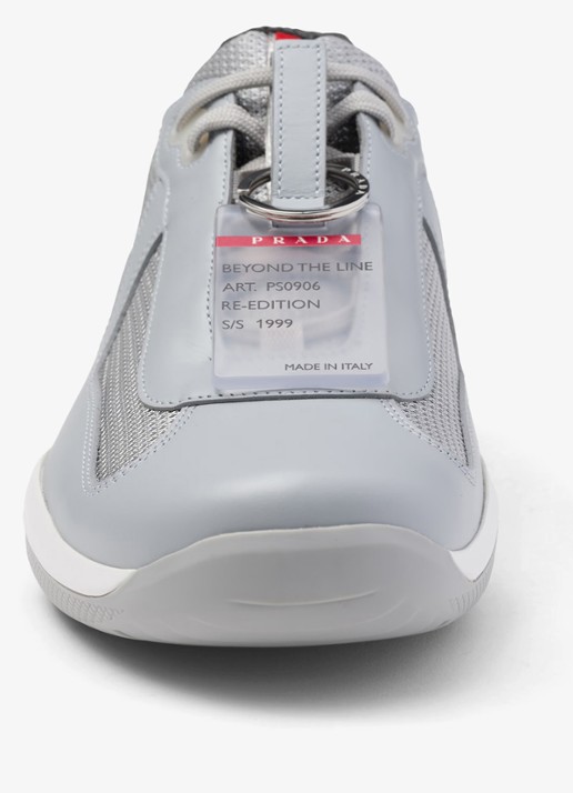 Prada America's Cup Original sneaker met leren details - detail 2 blauwgrijs